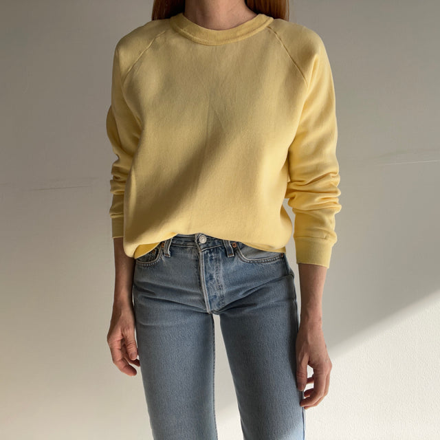 1970s Sportswear Never (?) Worn Butter Yellow Sweatshirt