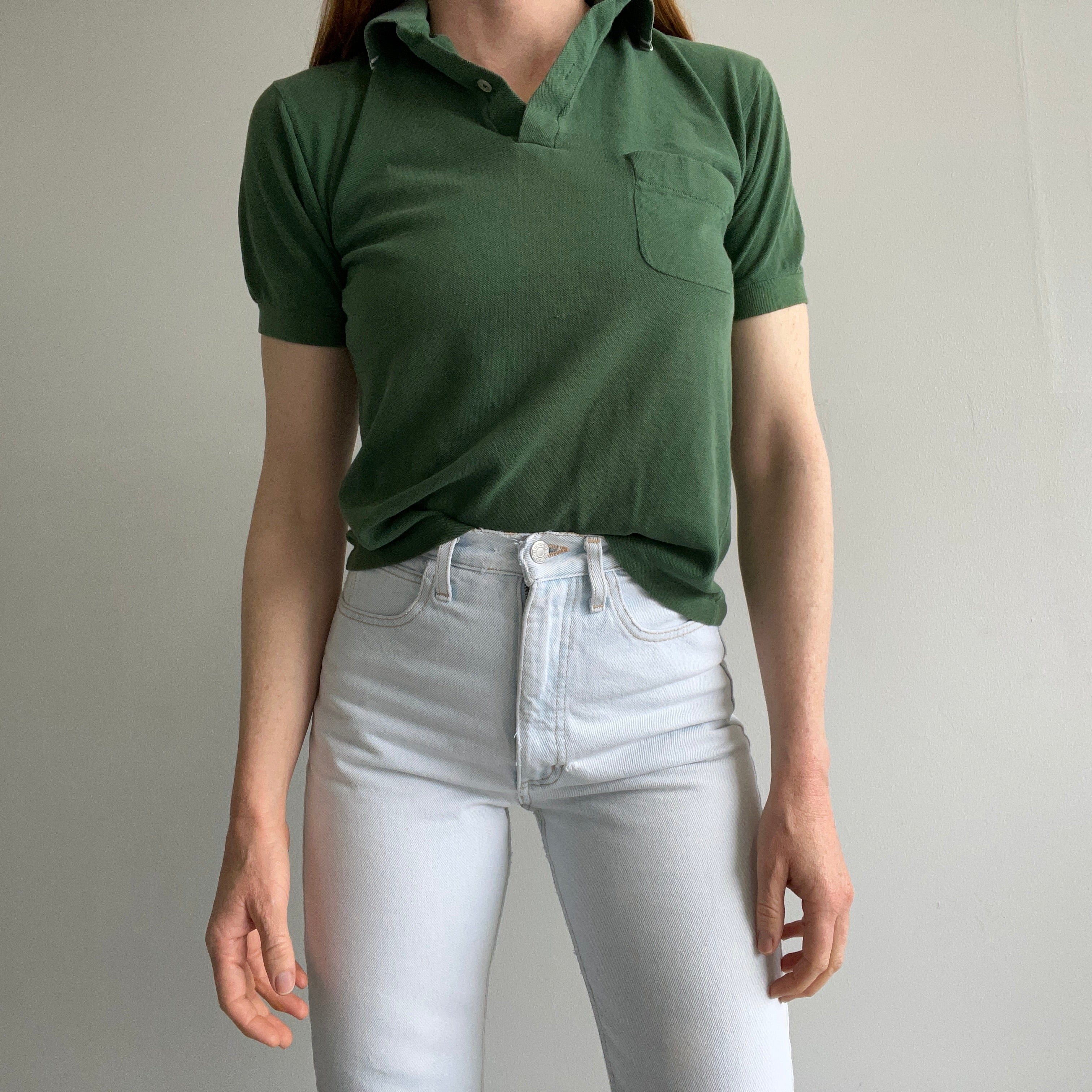 1970/80s Dark Green Smaller Sized Pocket Polo - So Good