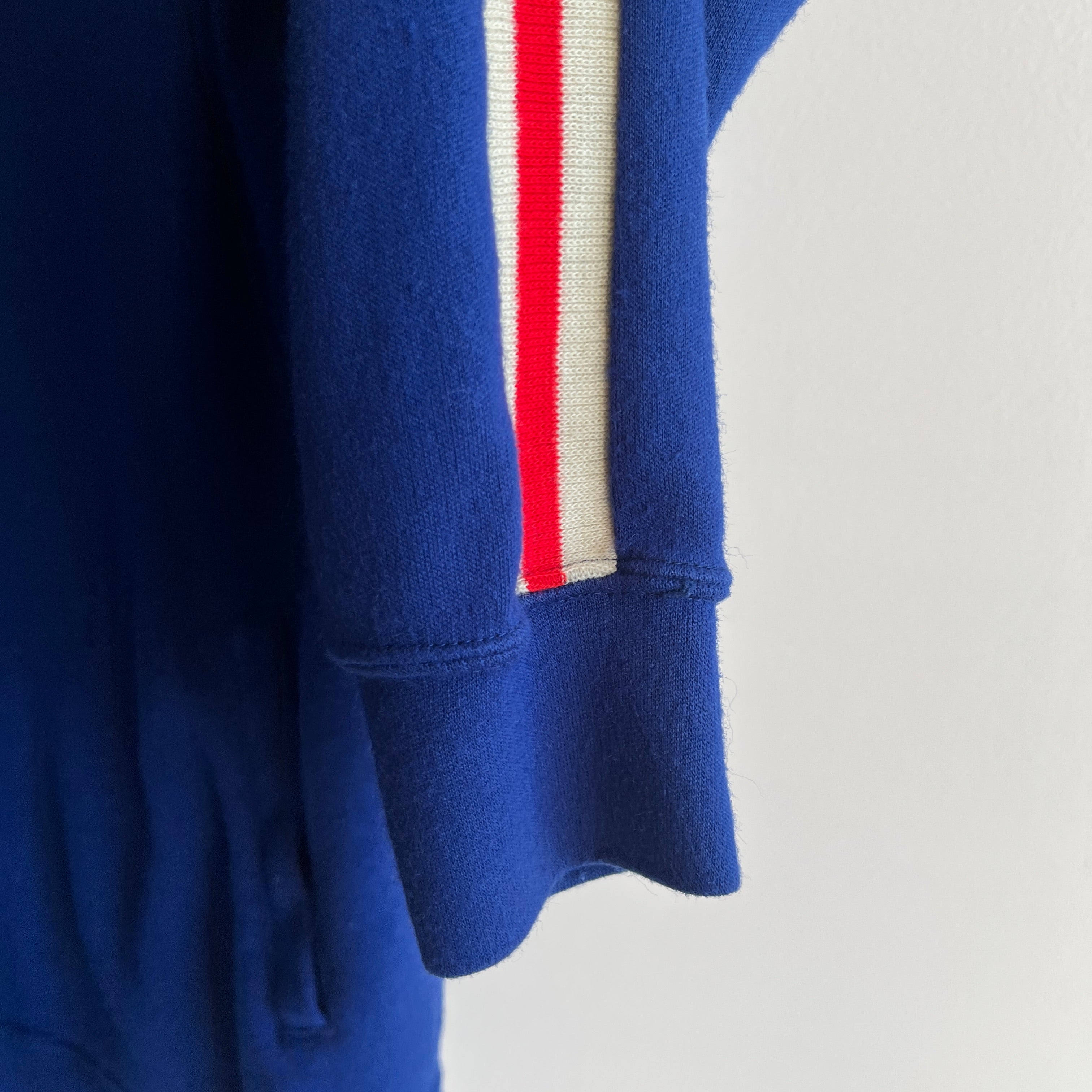 1970s Red, White and Blue Mock Neck Zip Up