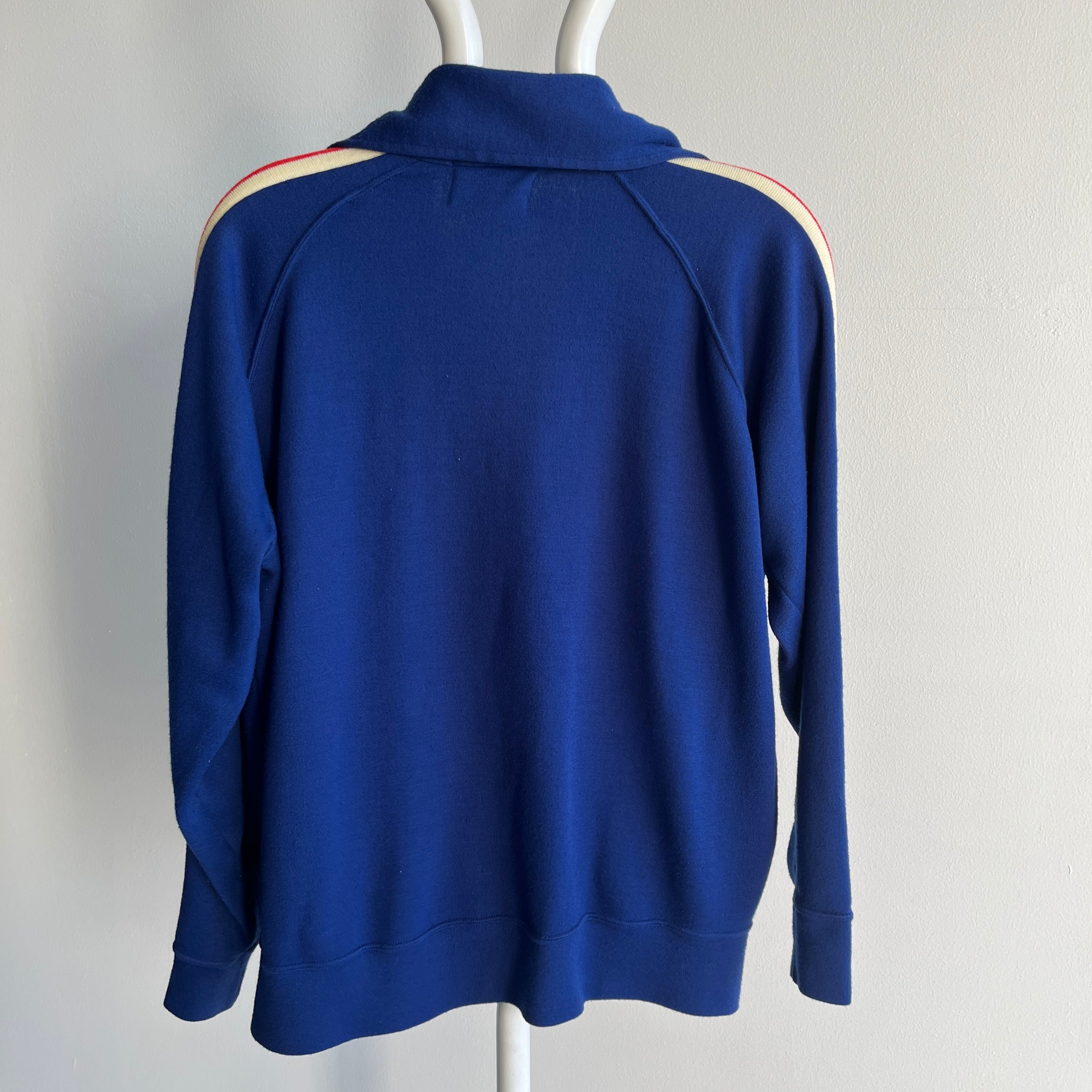 1970s Red, White and Blue Mock Neck Zip Up