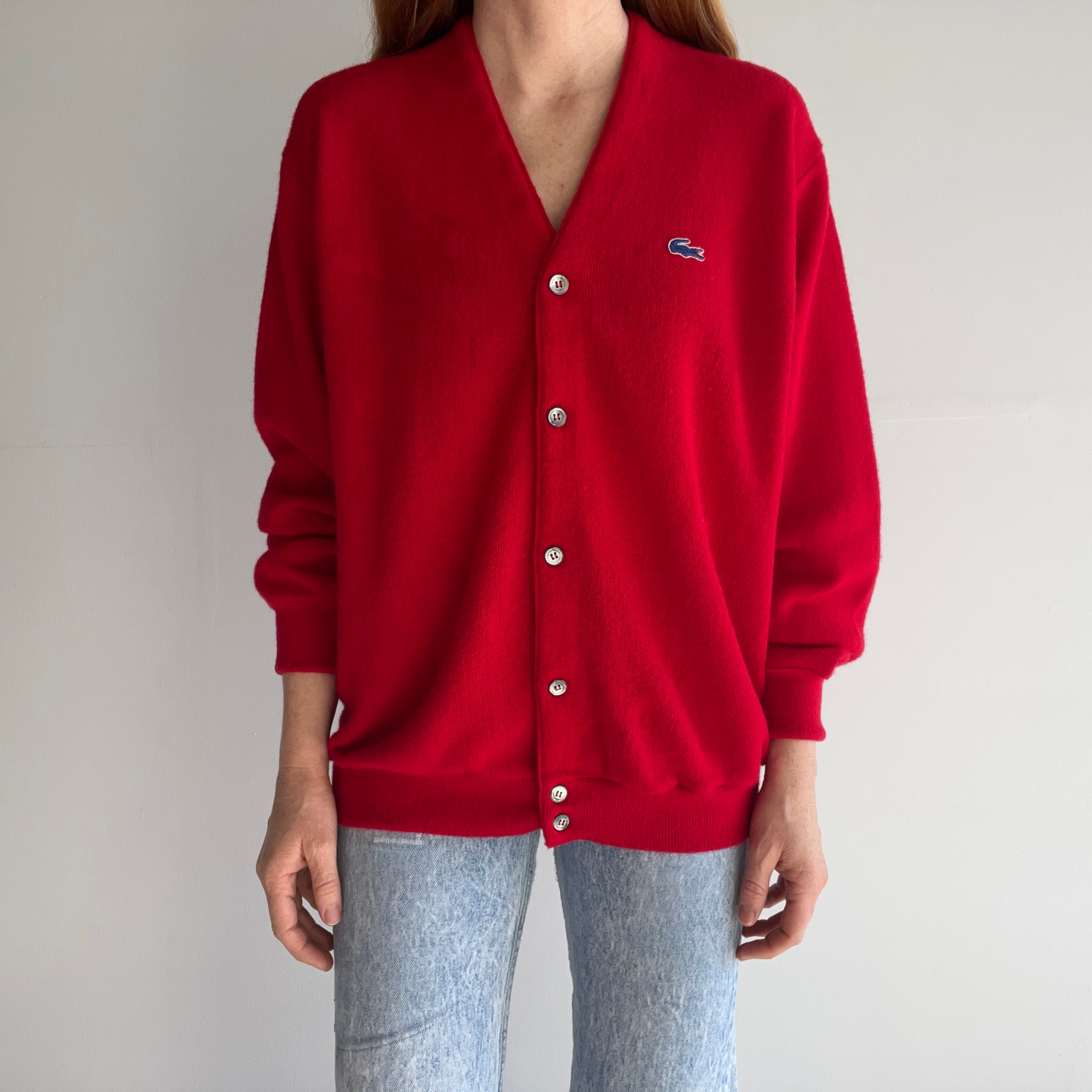 1970/80s Red Izod Lacoste Cardigan - Be Still My Heart