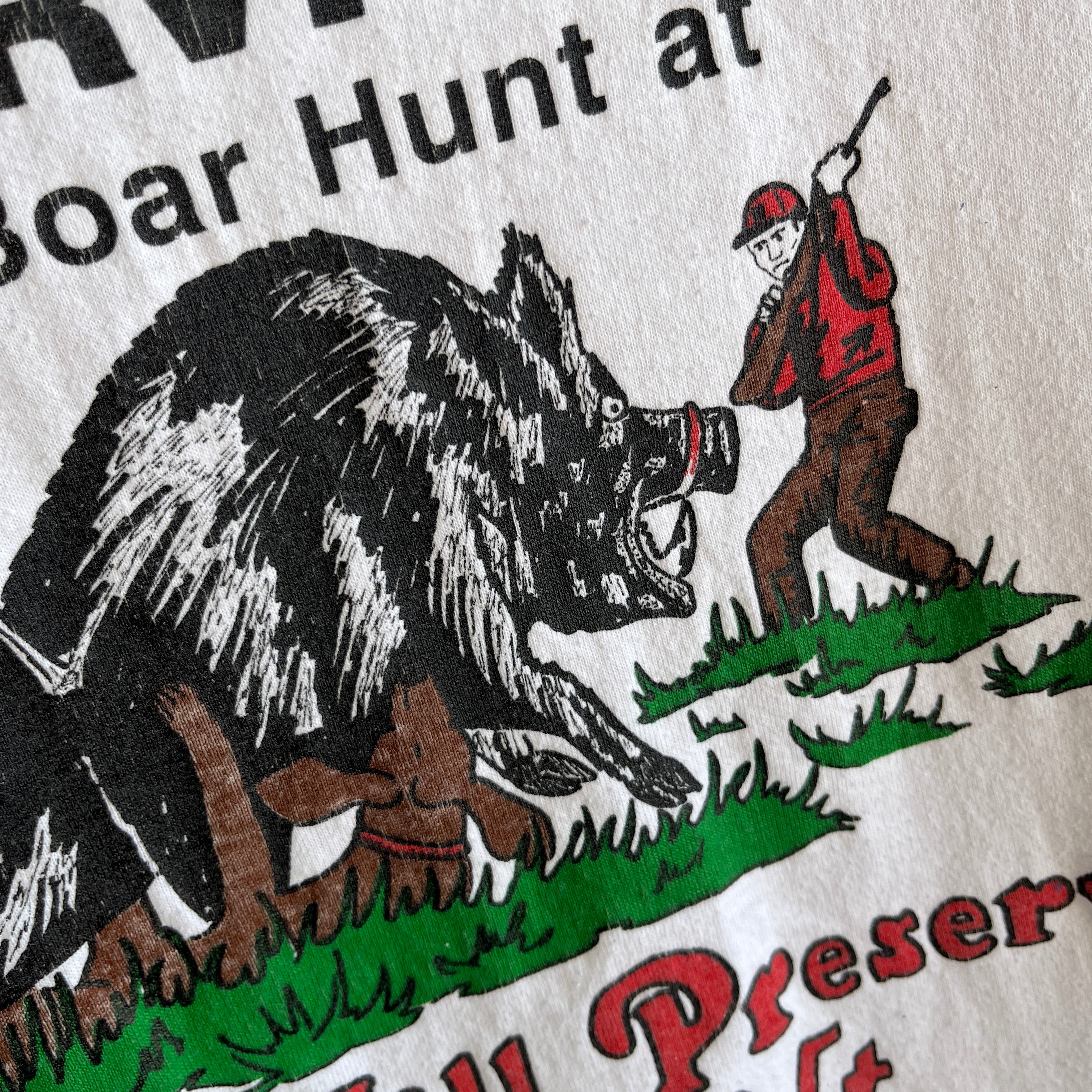 1980s I survived The Boar Hunt at Wild Hill Preserve - Fairlee, Vermont - Baseball T-Shirt