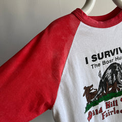 1980s I survived The Boar Hunt at Wild Hill Preserve - Fairlee, Vermont - Baseball T-Shirt