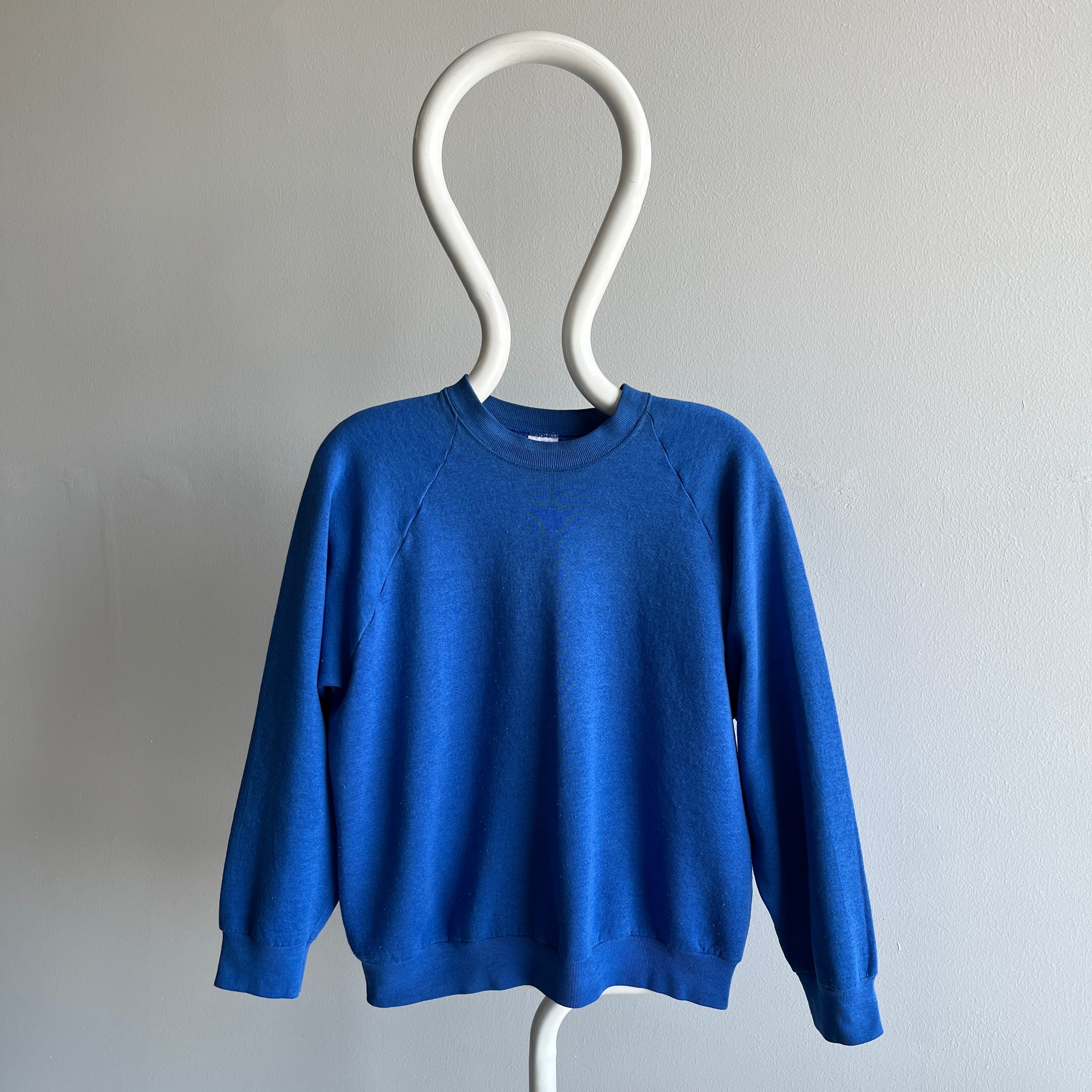 1980s FOTL Heavily Thinned Out and Pilled Faded Blue Sweatshirt