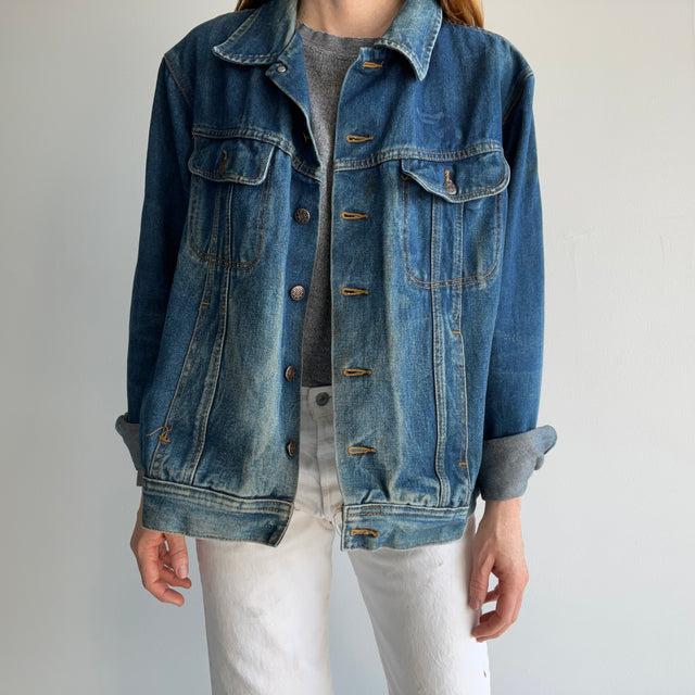 1980s John Paul Goebel Nicely Worn Denim Jean Jacket (Missing Bottom Button)