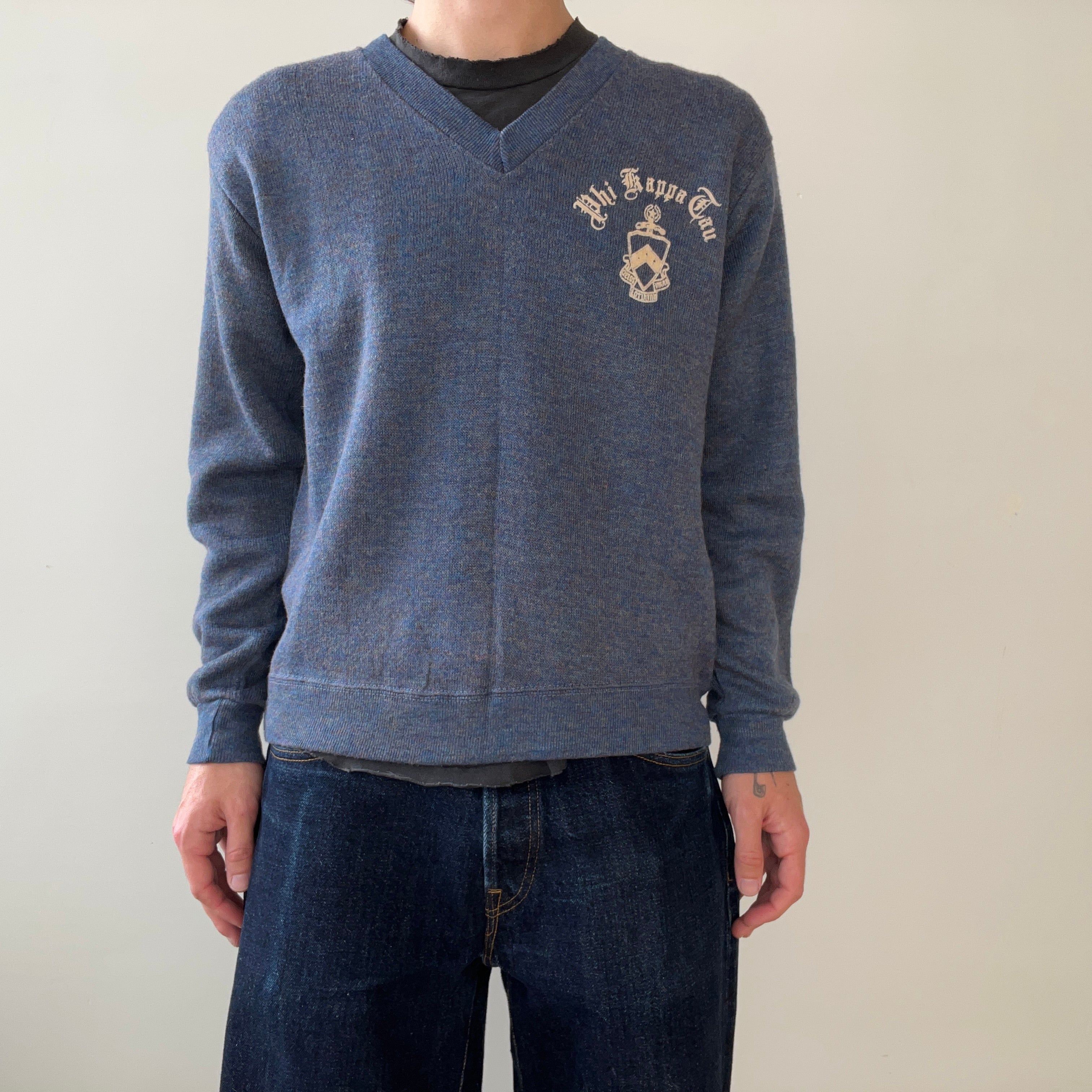 1960s Phi Kappa Tau Sorority V Neck Sweater