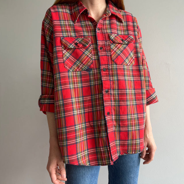 1980s Shredded Hem Cotton Flannel - Awesome Knit