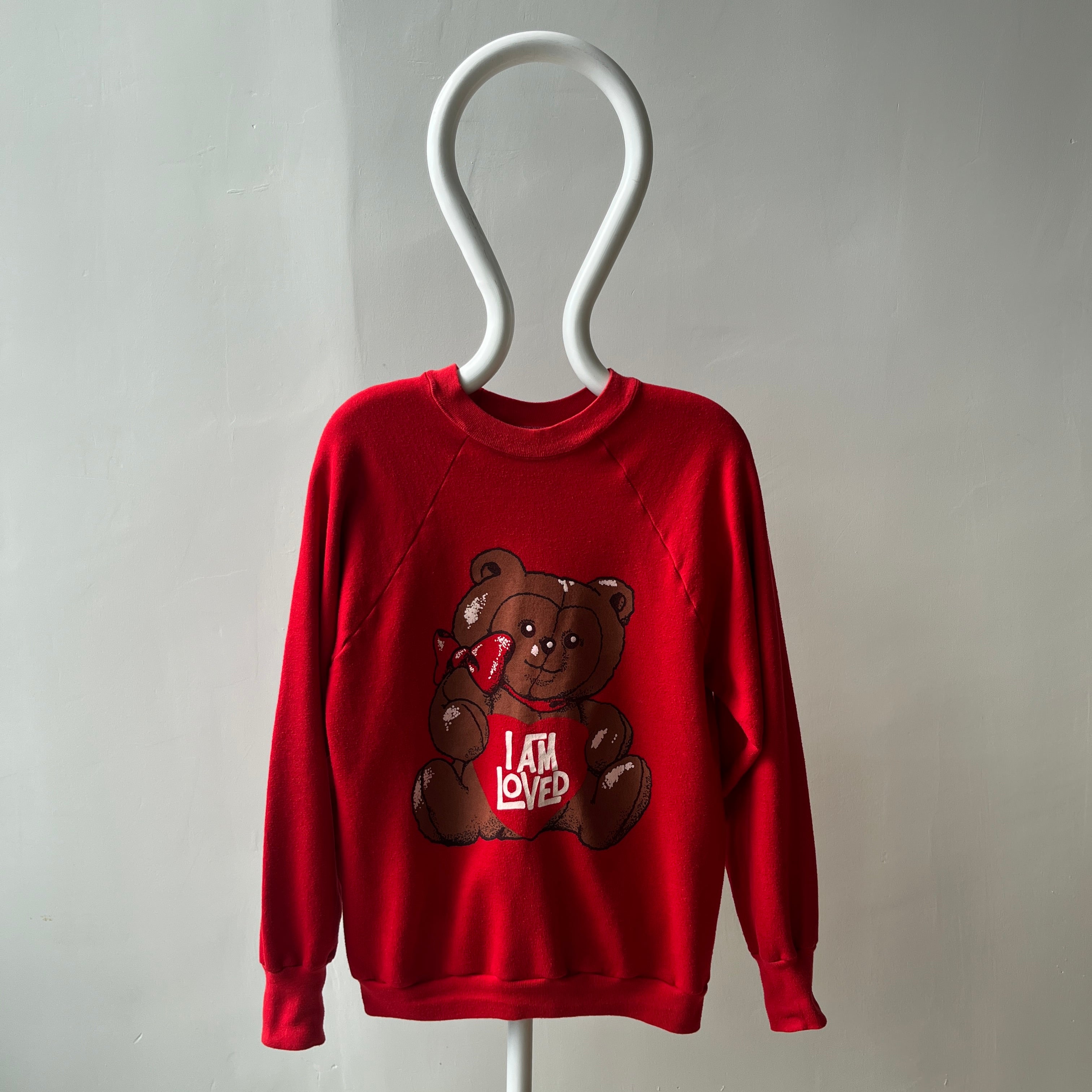 1980s I AM LOVED Teddy Bear Sweatshirt