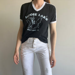 1970s Moose Lake V-Neck Triple Stripe Ring T-Shirt