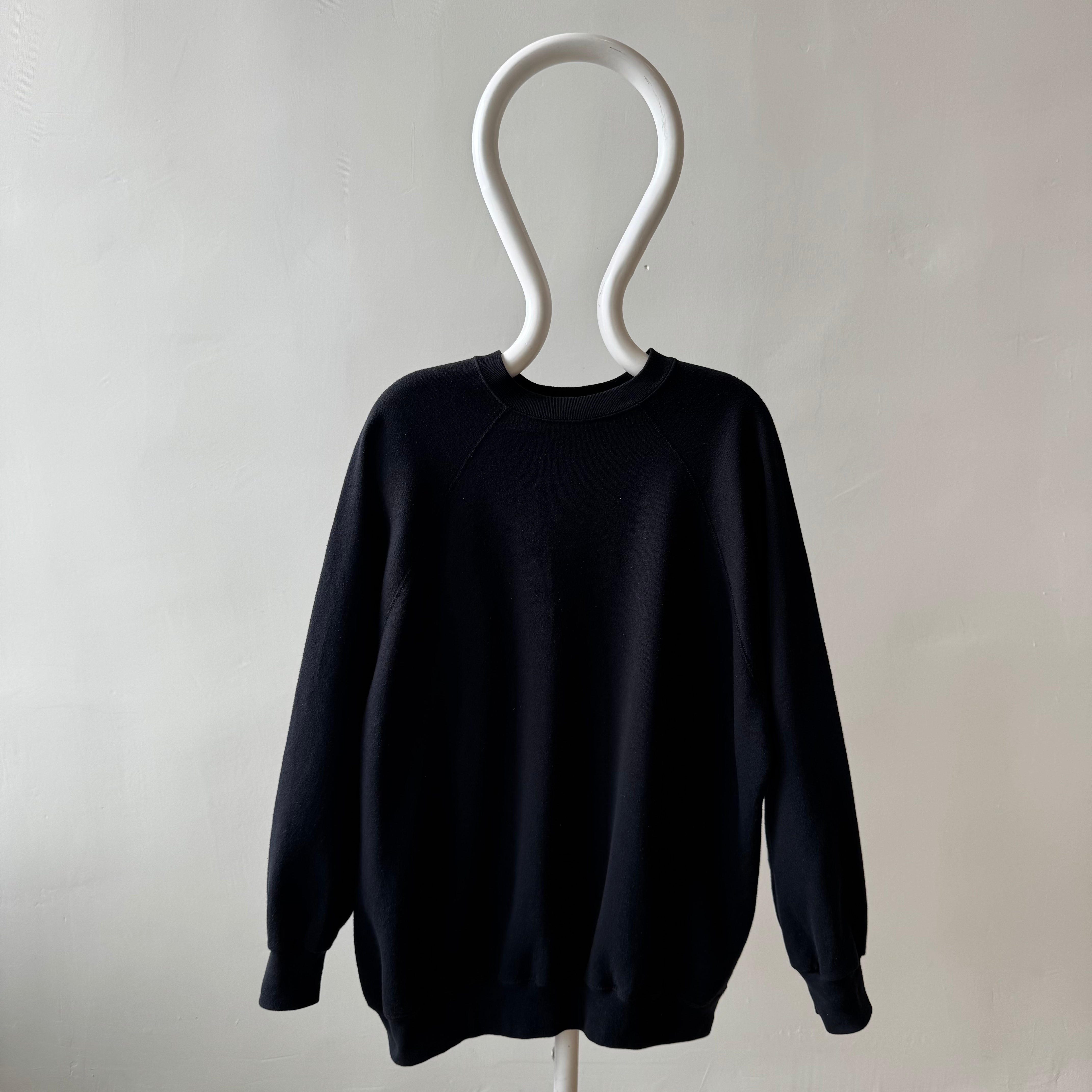 1980/90s Blank Black Raglan Sweatshirt - Good One!