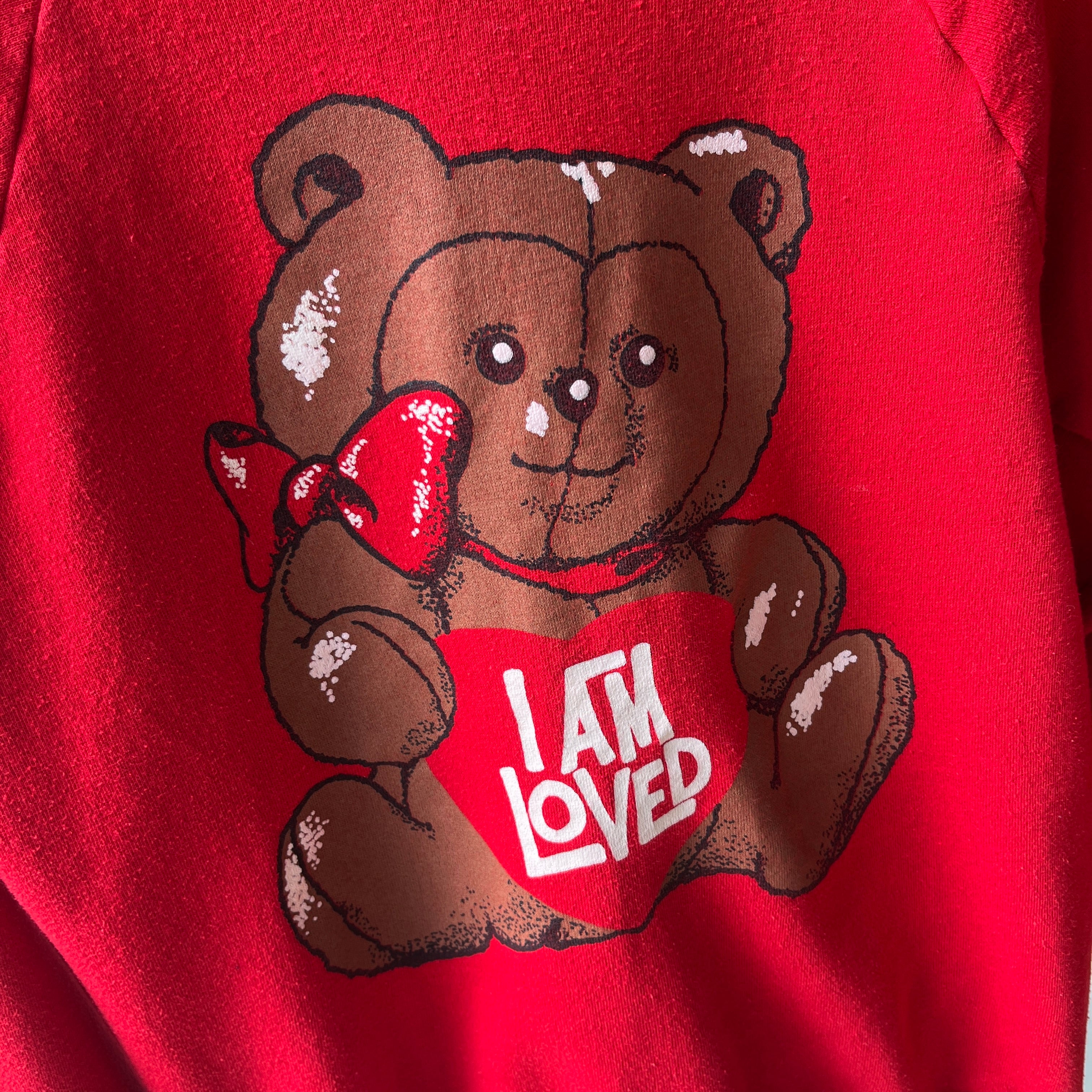 1980s I AM LOVED Teddy Bear Sweatshirt