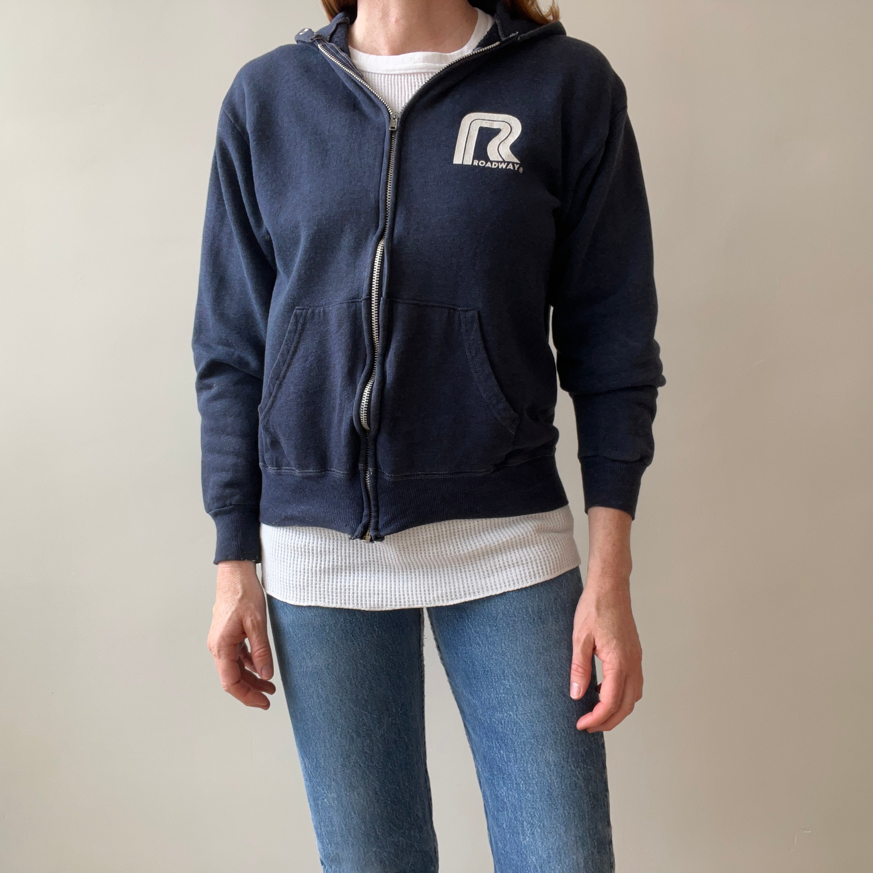 1980s Roadway Zip Up Hoodie Sweatshirt