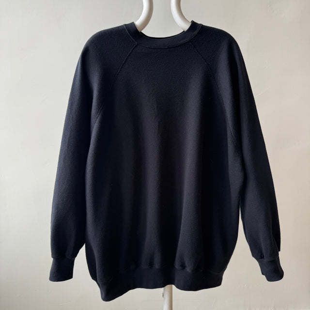 1980/90s Blank Black Raglan Sweatshirt - Good One!