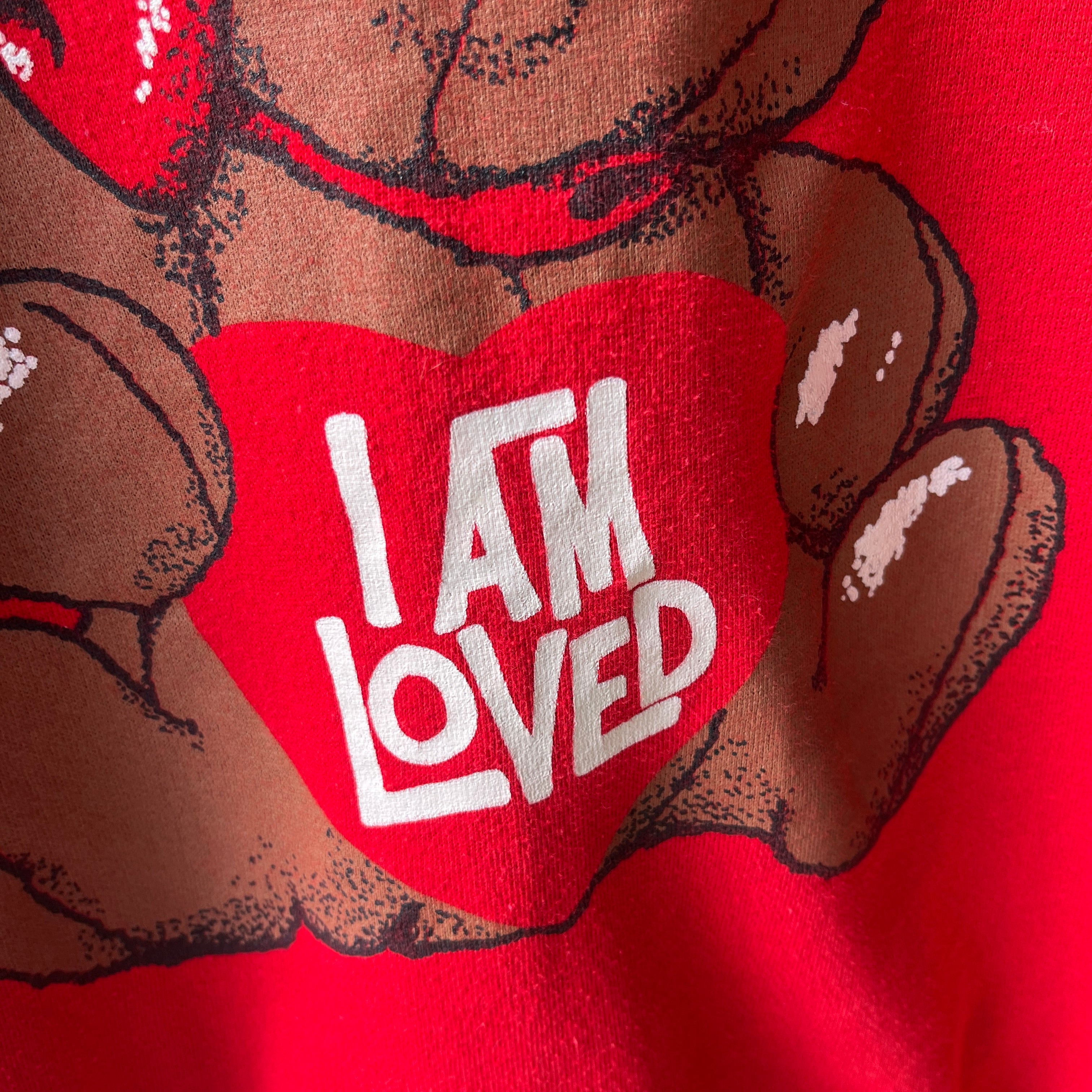 1980s I AM LOVED Teddy Bear Sweatshirt