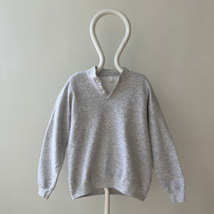1980s/90s Light Grey Henley Style Sweatshirt