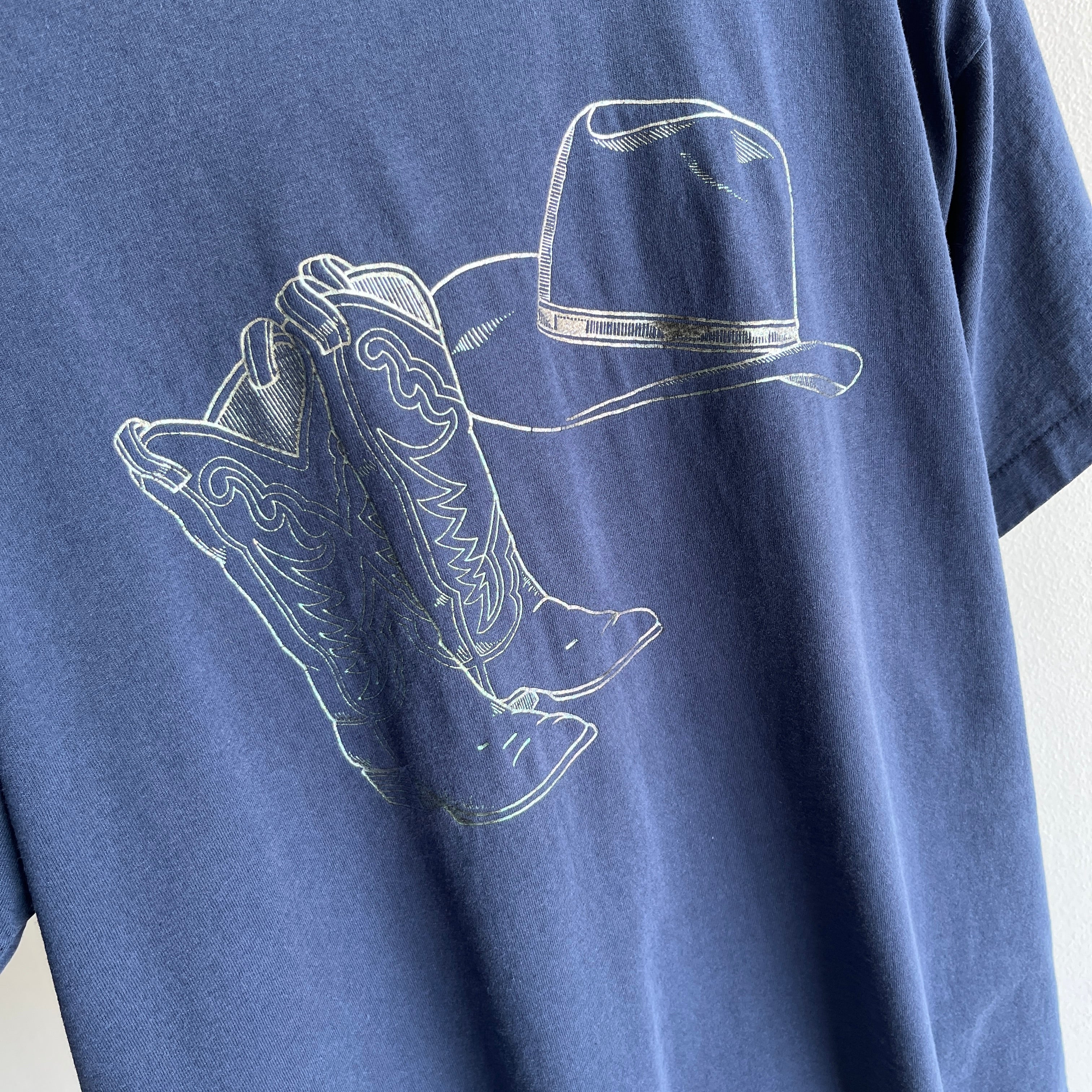 1980/90s Metallic Cowgirl Boots and Hat T-Shirt