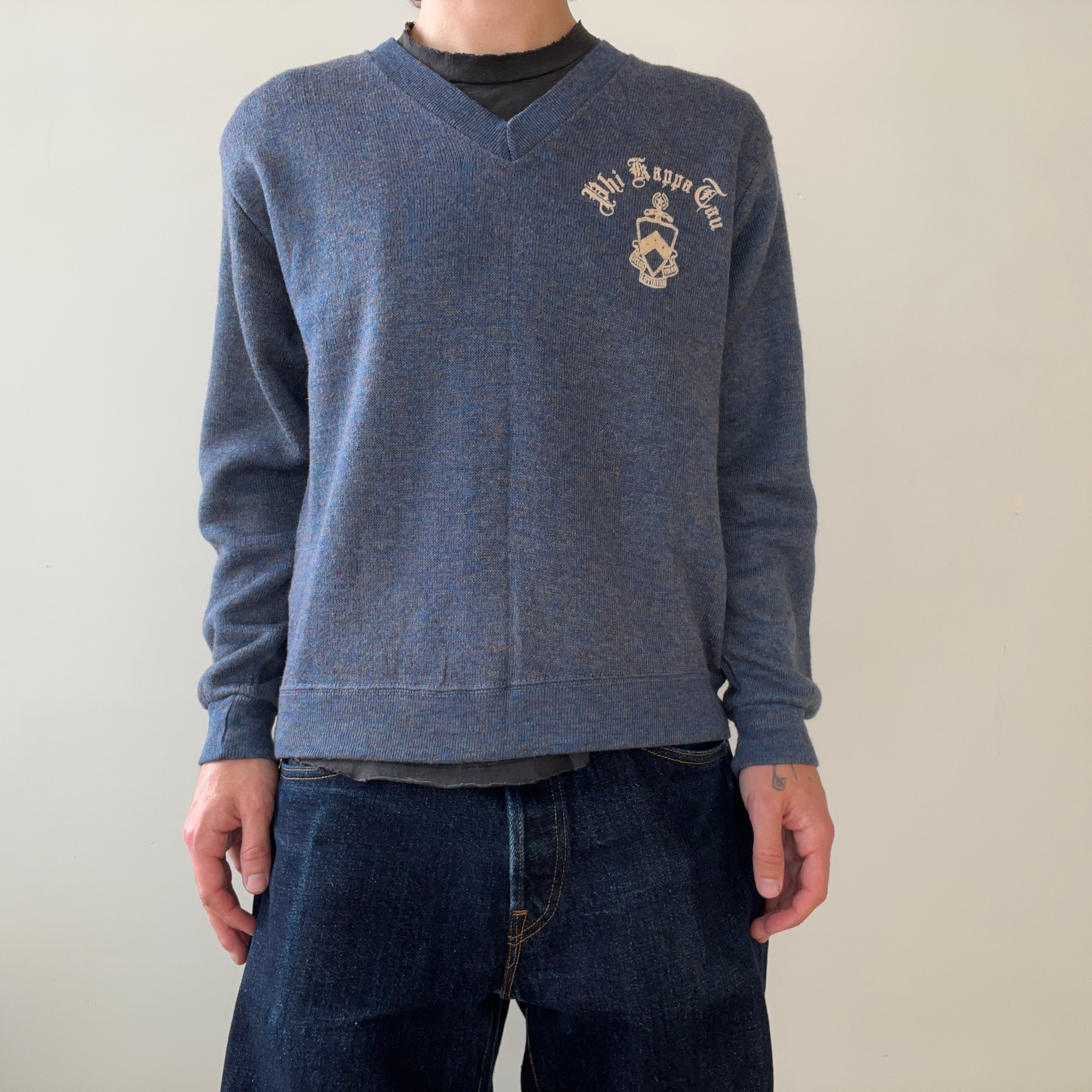 1960s Phi Kappa Tau Sorority V Neck Sweater