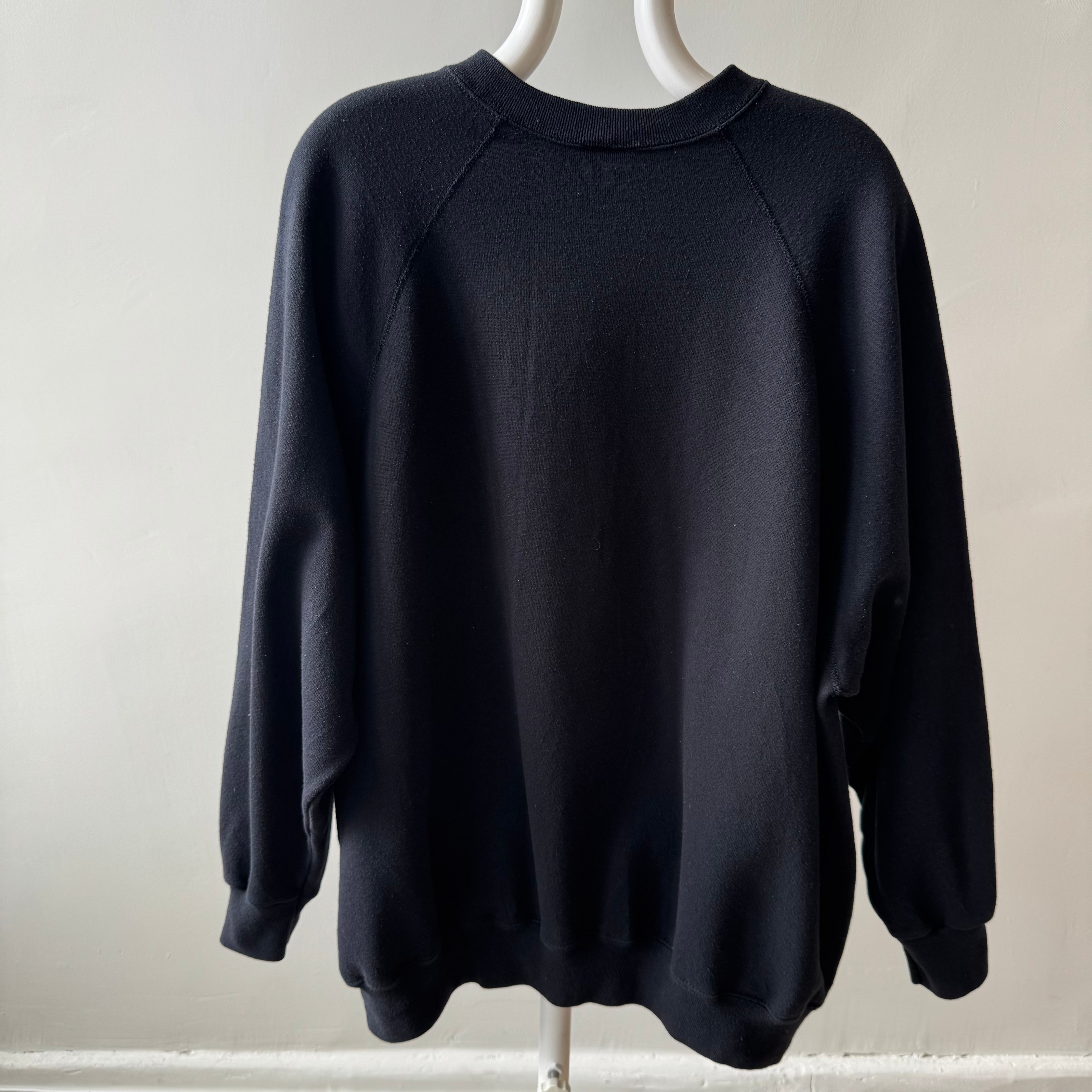 1980/90s Blank Black Raglan Sweatshirt - Good One!