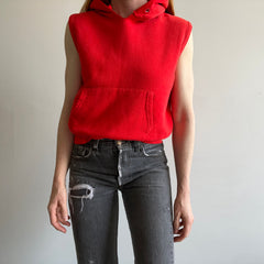 1970s Red Hoodie Warm Up Vest - THIS