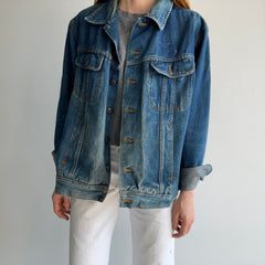 1980s John Paul Goebel Nicely Worn Denim Jean Jacket (Missing Bottom Button)