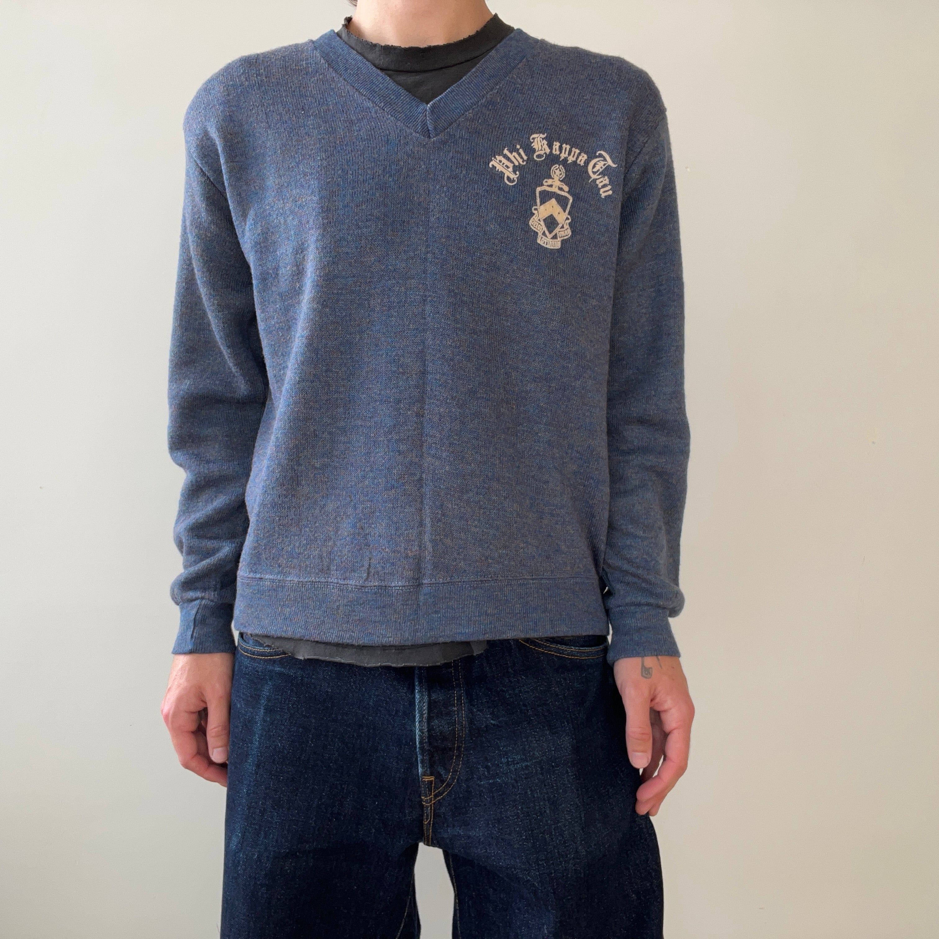 1960s Phi Kappa Tau Sorority V Neck Sweater