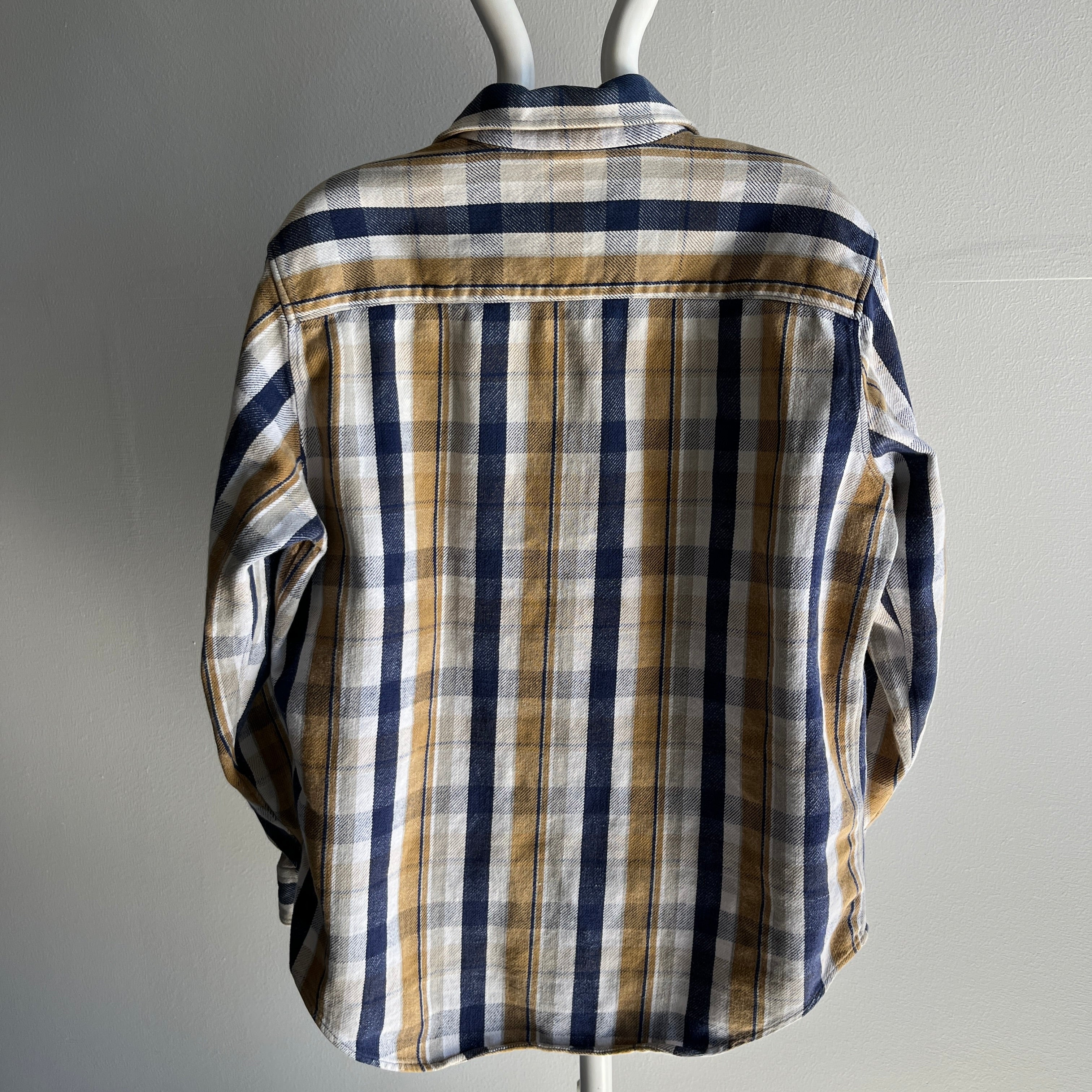 1990/2000s Pine Grove Neutral Plaid Cotton Flannel