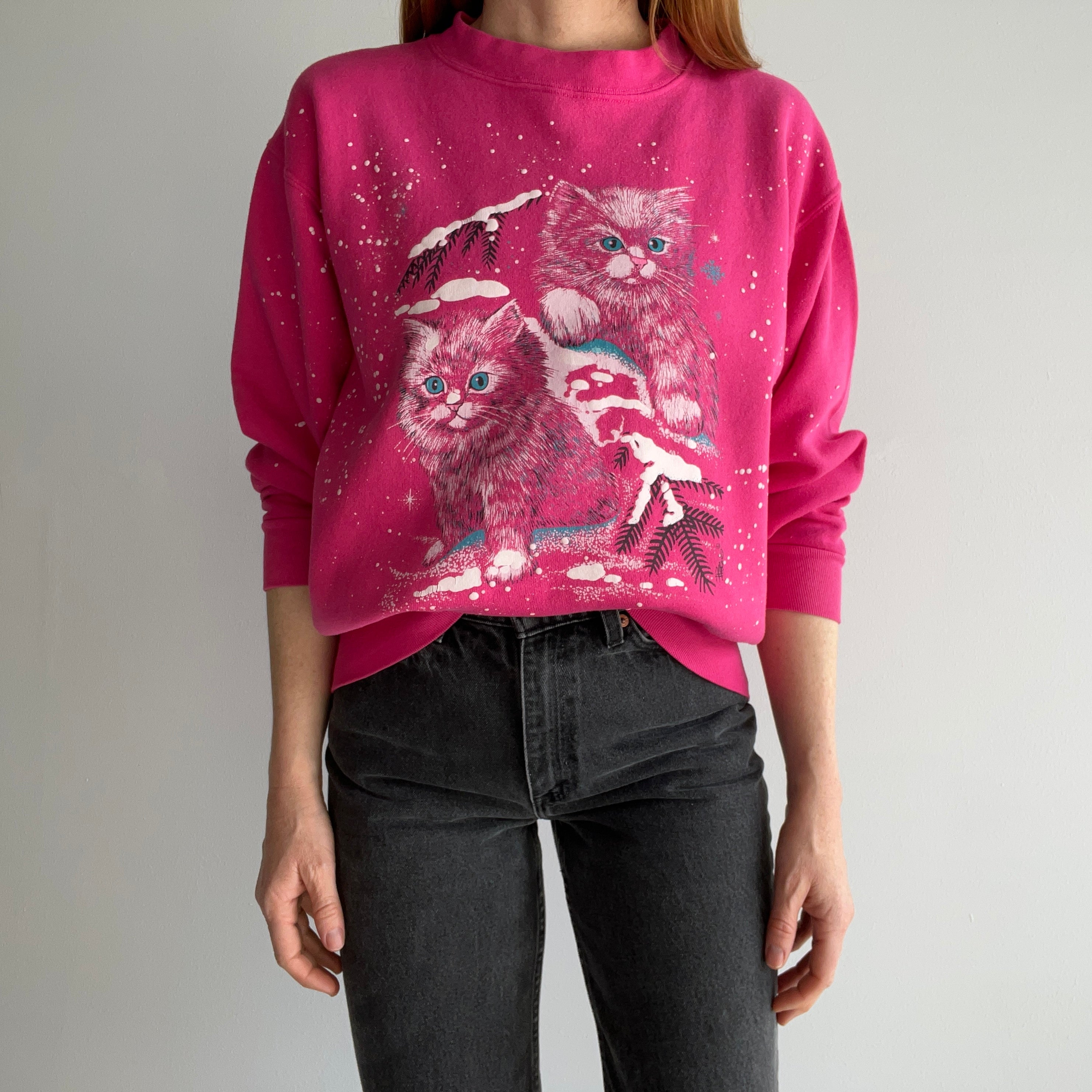 1980/90s Cats in the Snow Masterpiece Sweatshirt