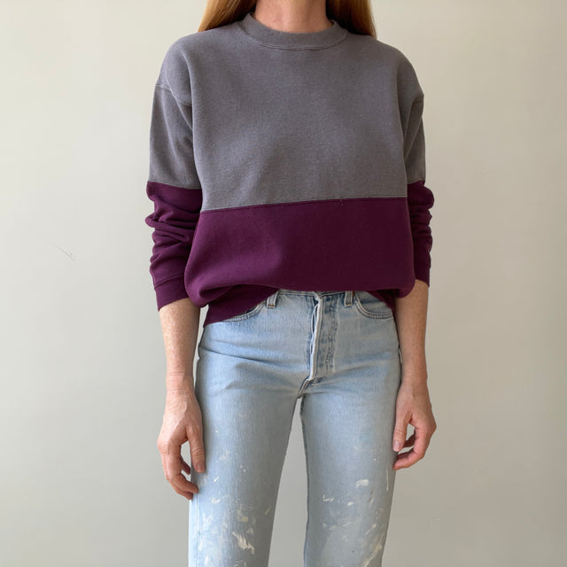 1990s Two Tone Gray and Maroon Sweatshirt