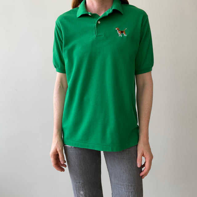 1980s Beagle Embroidered Polo Style Shirt