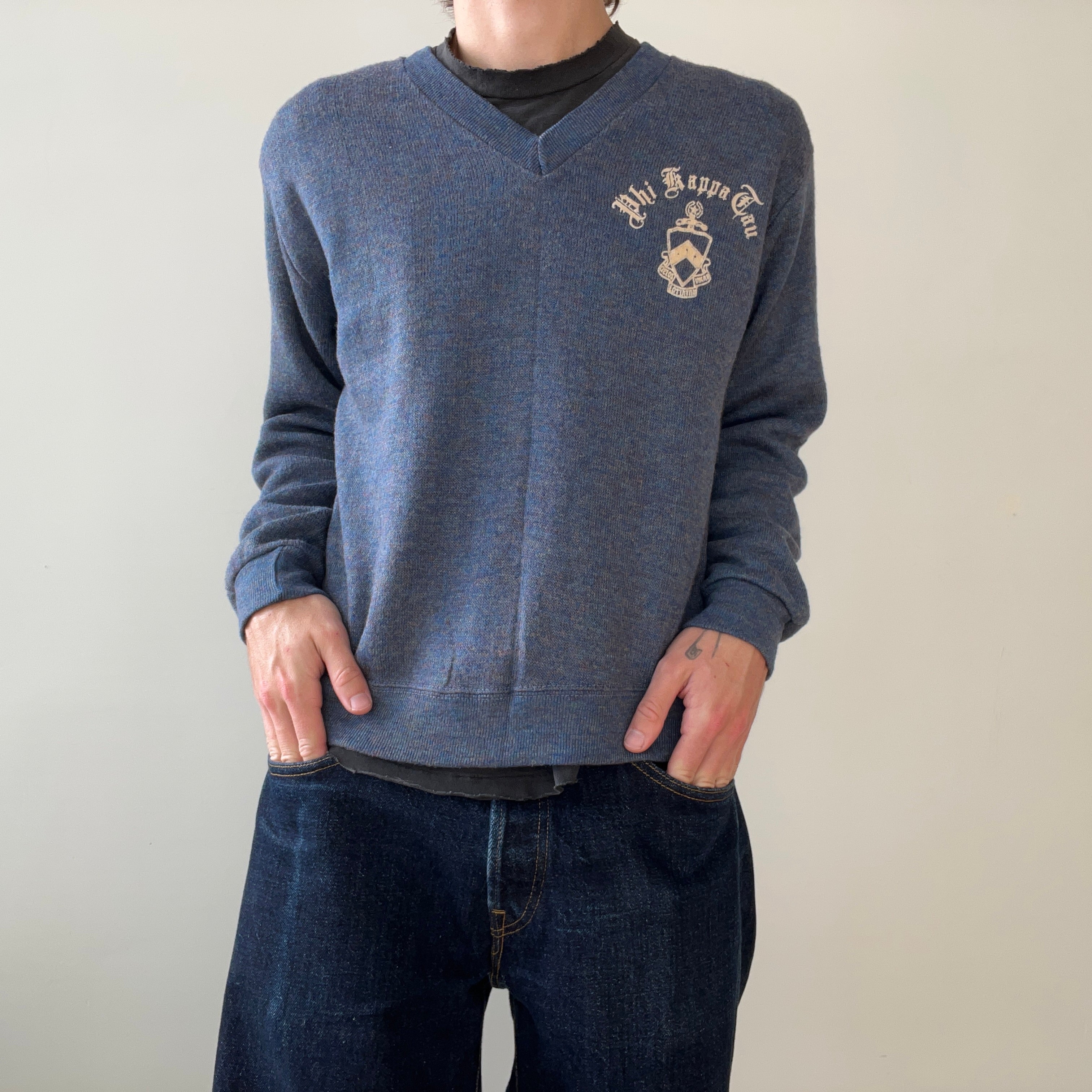 1960s Phi Kappa Tau Sorority V Neck Sweater