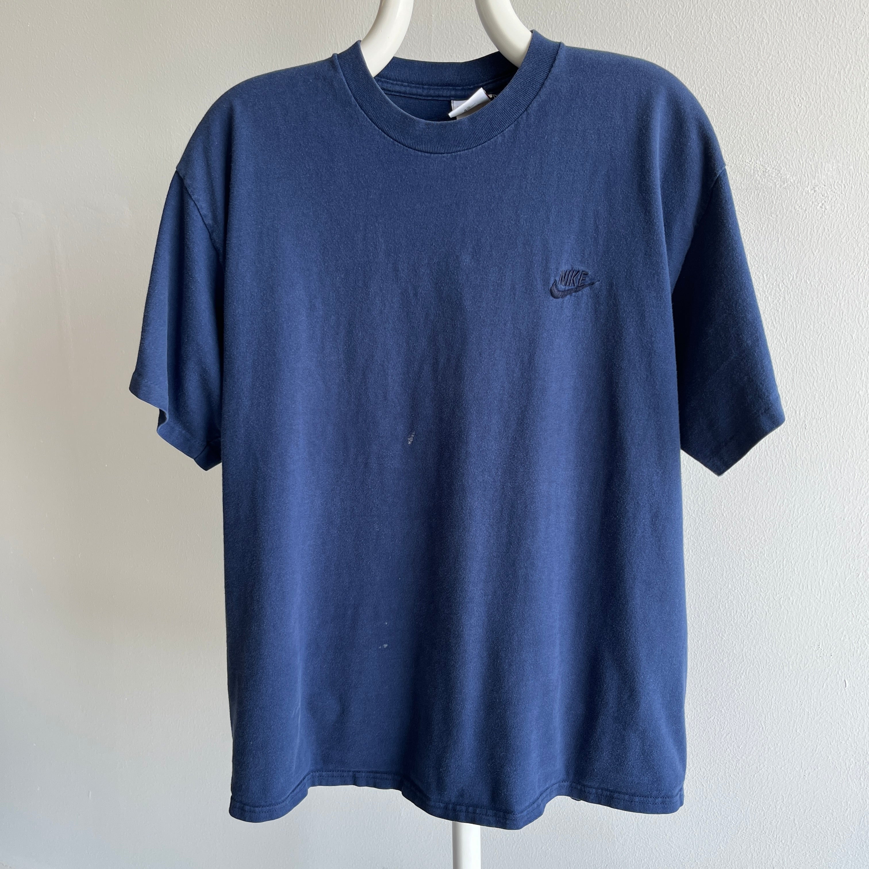 1990s USA Made Nike Faded Navy Cotton T-Shirt