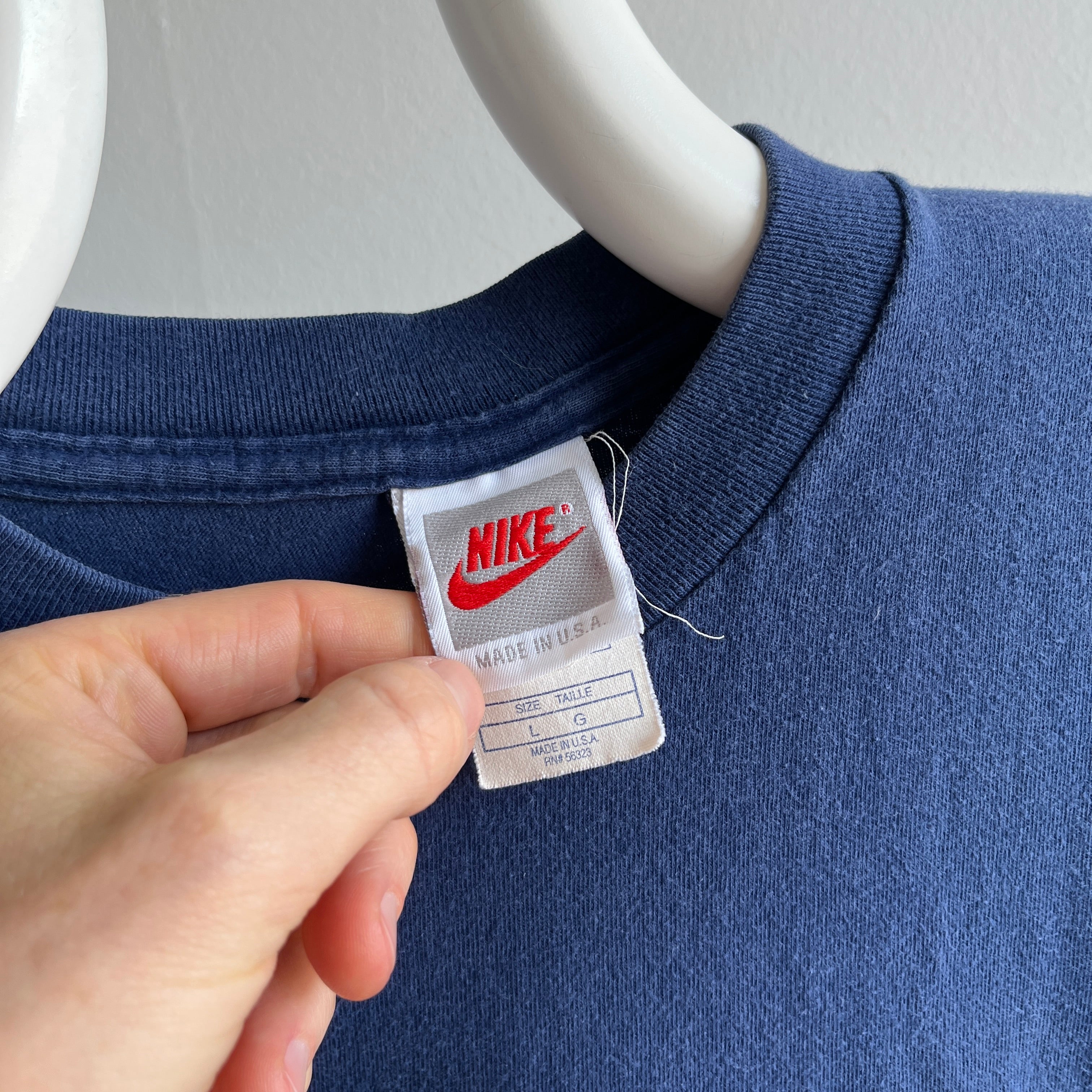 1990s USA Made Nike Faded Navy Cotton T-Shirt