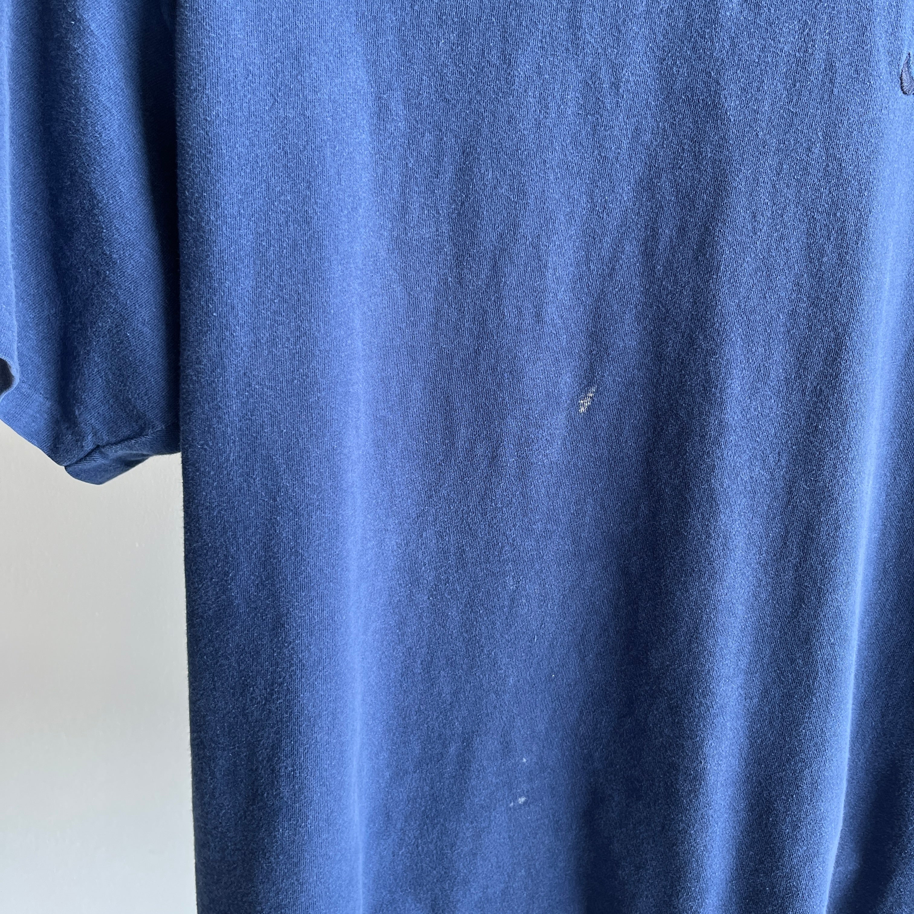 1990s USA Made Nike Faded Navy Cotton T-Shirt