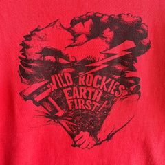 1980s Wild Rockies Earth First! Awesome Long Sleeve Combed Cotton T-Shirt