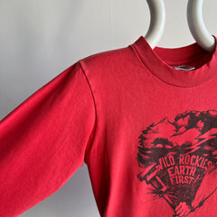 1980s Wild Rockies Earth First! Awesome Long Sleeve Combed Cotton T-Shirt