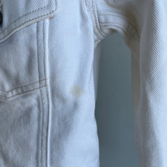 1990s USA Made Calvin Klein Cropped White Denim Jean Jacket