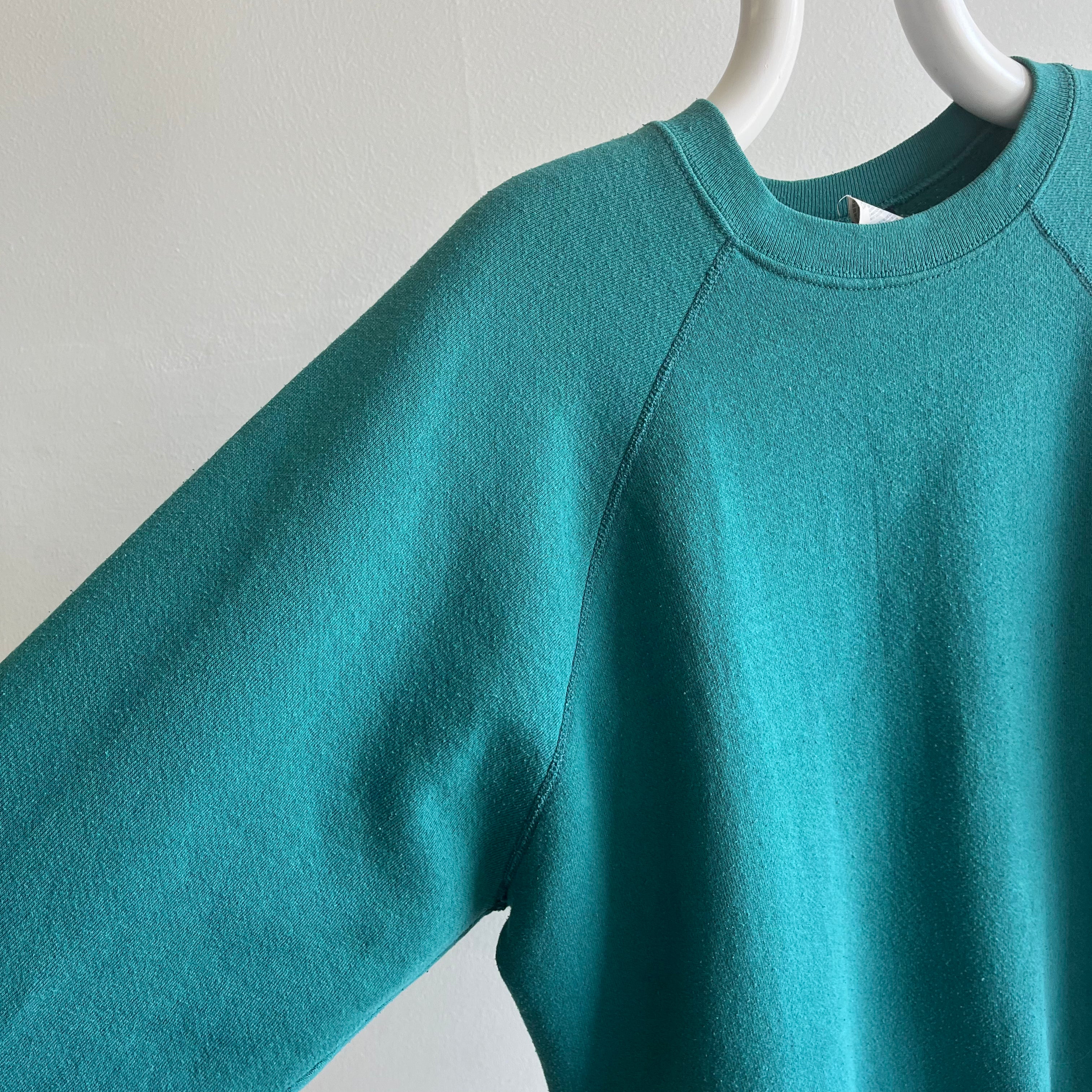 1980s Relaxed Fit Jade/Blue/Green Raglan by Ultra Fleece