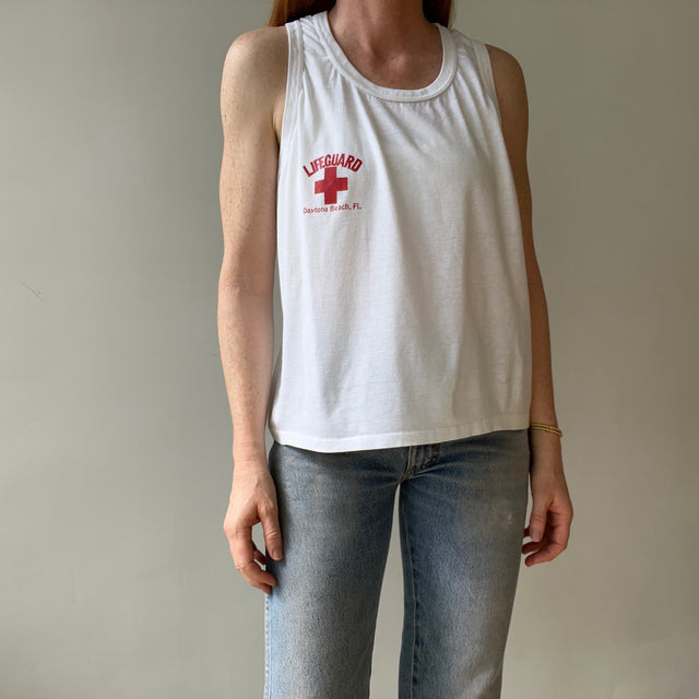 1980s Lifeguard Daytona Beach, FL Front and Back Tank Top