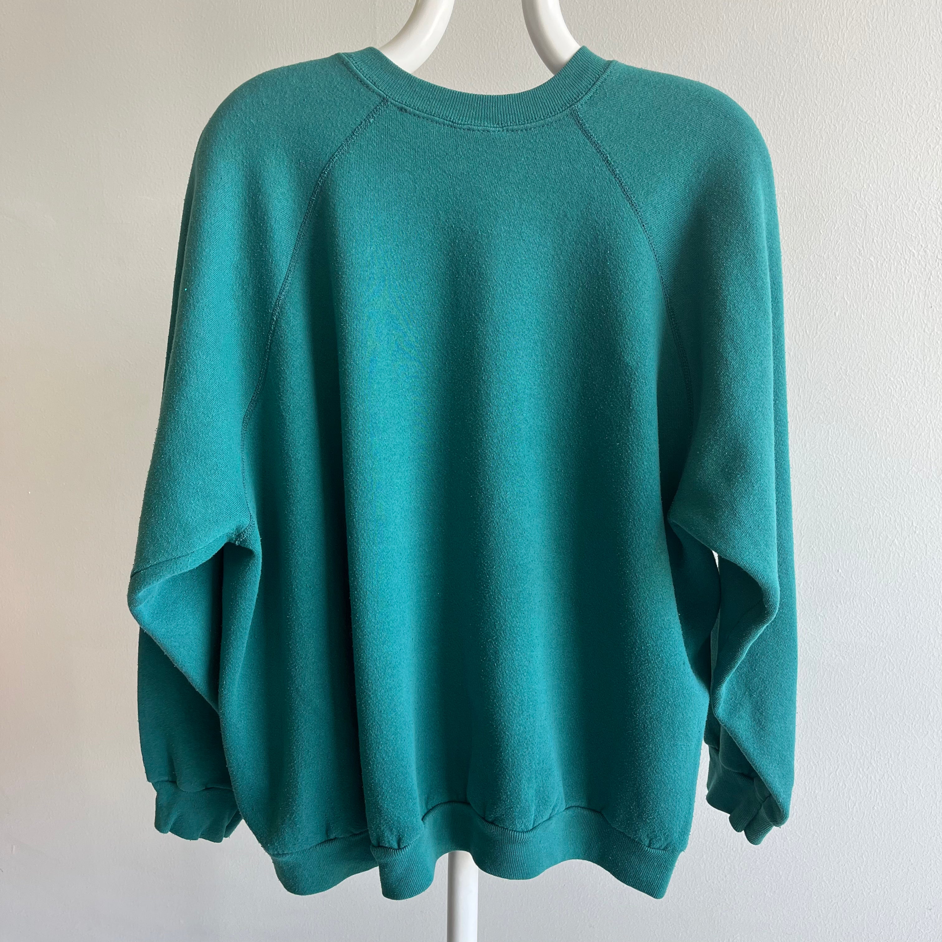 1980s Relaxed Fit Jade/Blue/Green Raglan by Ultra Fleece