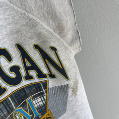 1990s Tattered Split Collar University of Michigan Super Stained DIY Warm Up