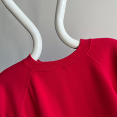 1980s Red/Pink/But More Red Hanes Raglan with a Drop Pit