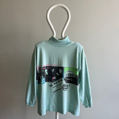 1980s Ultra Rad Boxy Turtleneck with Shoulder Pads Long Sleeve T-Shirt - Lots of Age Staining