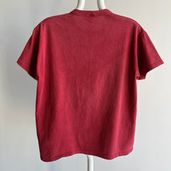 1980s Faded Cotton Rolled Neck Russell Brick Colored T-Shirt