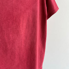 1980s Faded Cotton Rolled Neck Russell Brick Colored T-Shirt