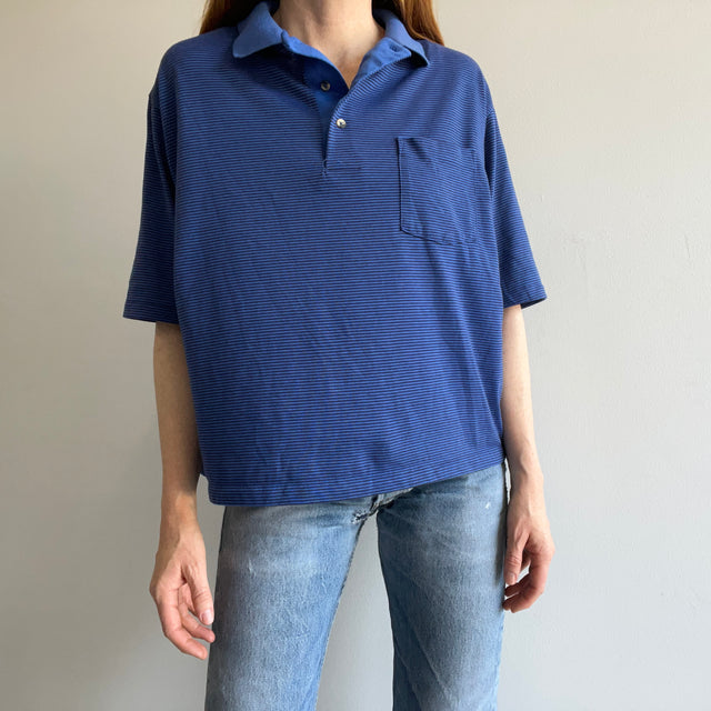 1990s Pin Striped Slouchy Polo Shirt