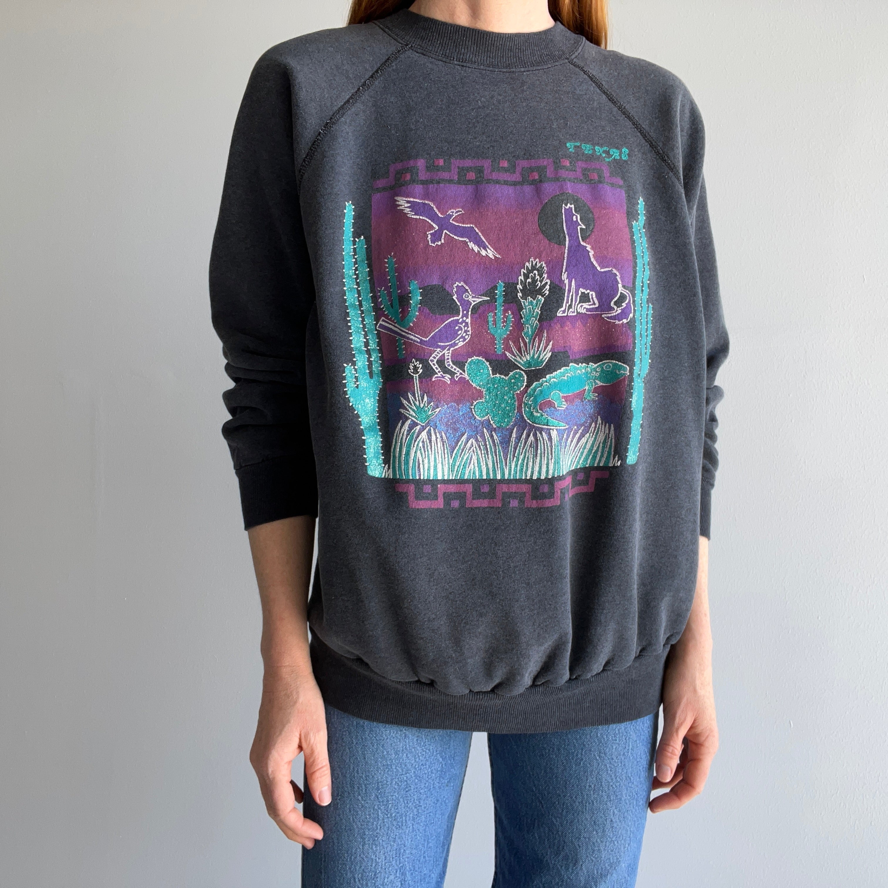 1980s Texas Sweatshirt - There's a Roadrunner In The Mix!