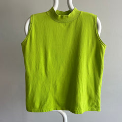 1980/90s Chartreuse Green Cotton Mock Neck Tank