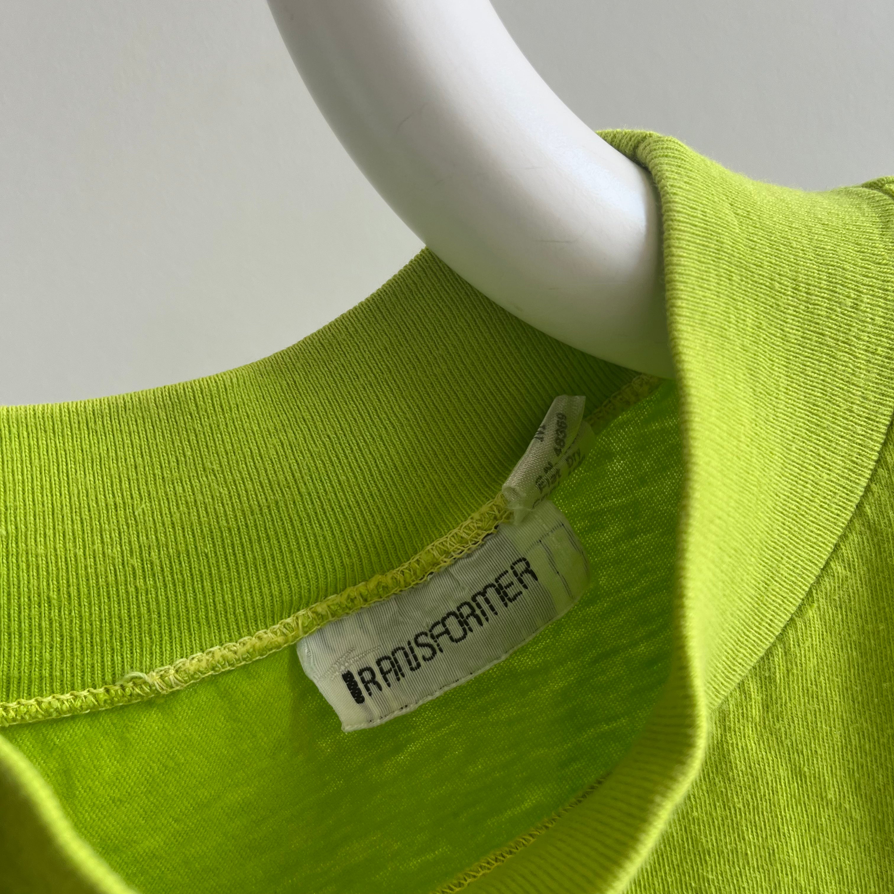 1980/90s Chartreuse Green Cotton Mock Neck Tank