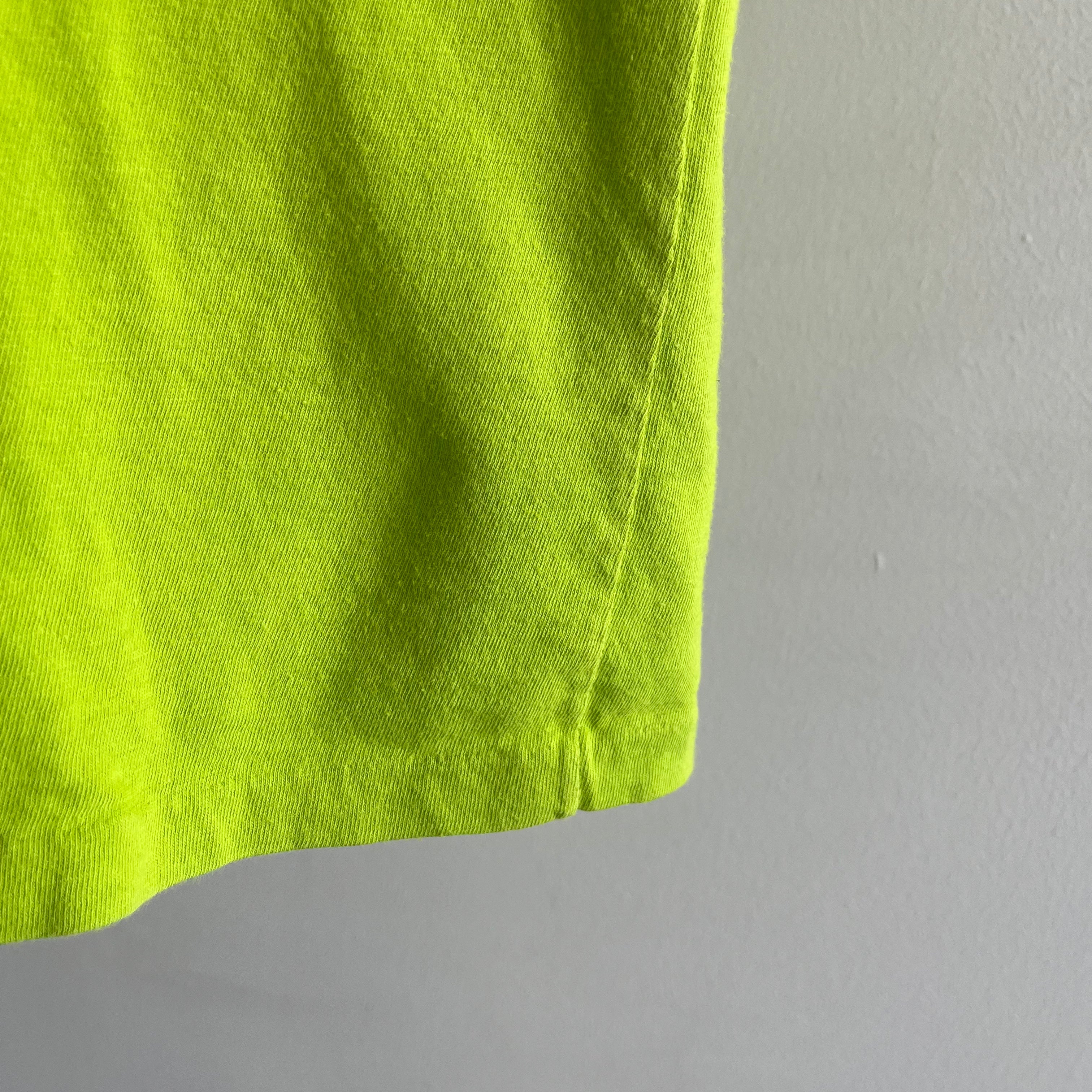 1980/90s Chartreuse Green Cotton Mock Neck Tank