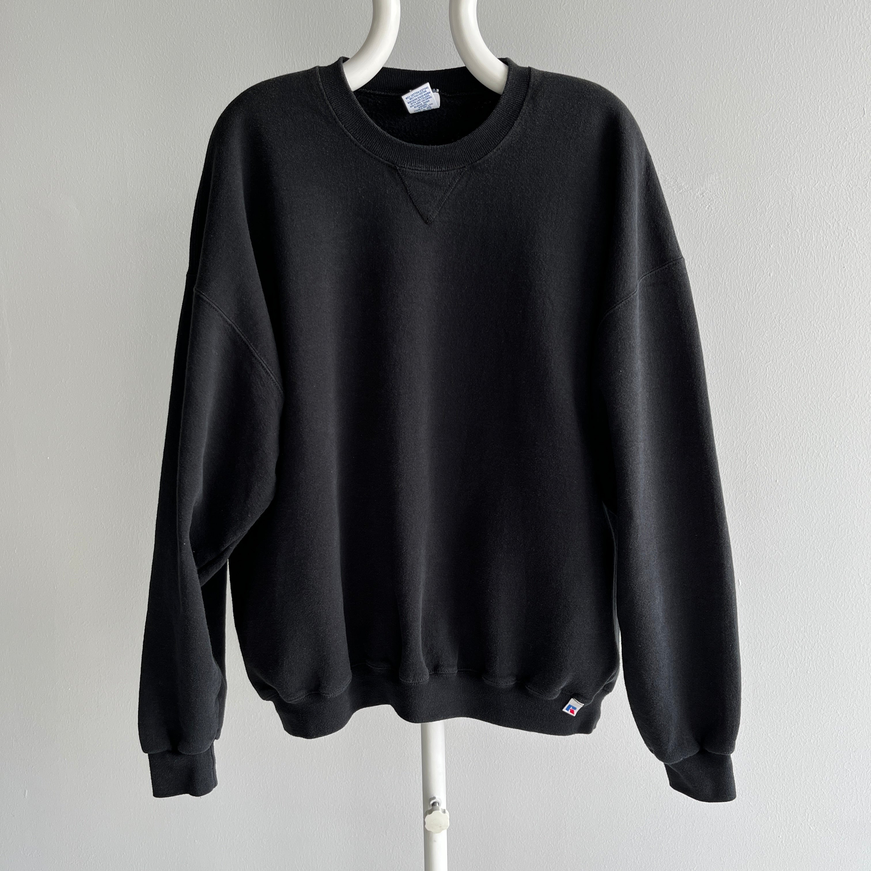 1990s Larger Medium Weight Blank Black Single V Sweatshirt by Russell